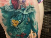 06-adorable-Ariel-and-flounder-leg-tattoo