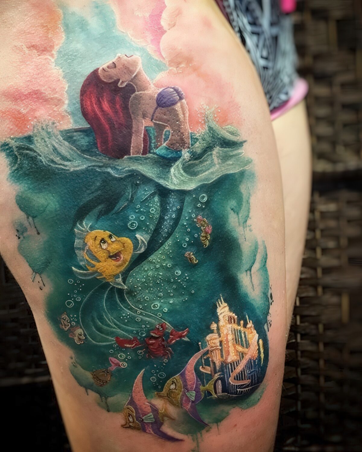 Ariel and Flounder Tattoo