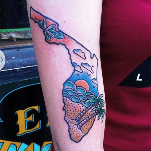 Arm Florida Tattoo Ideas - Intricate Florida Map
