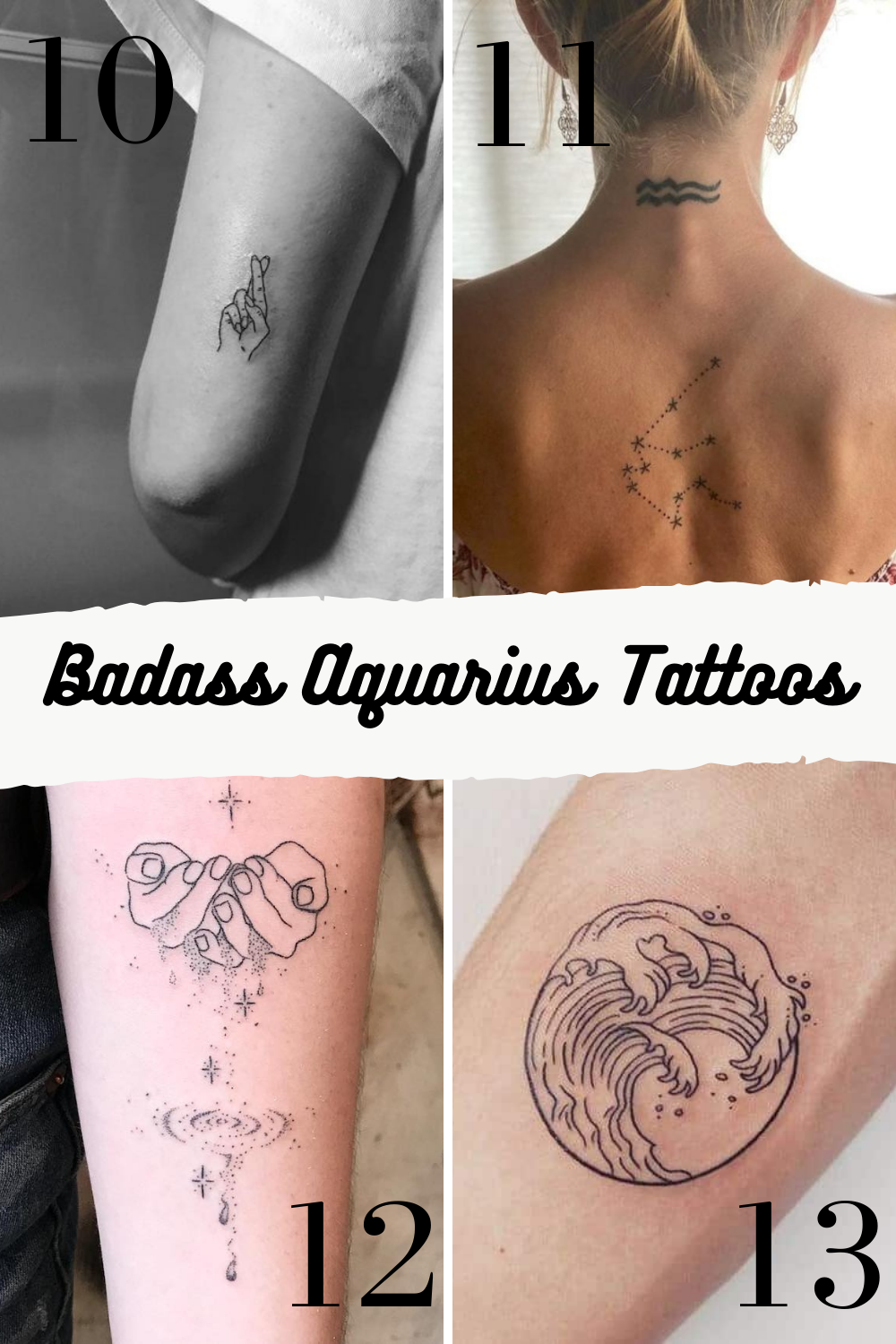 Black And White Aquarius Tattoo