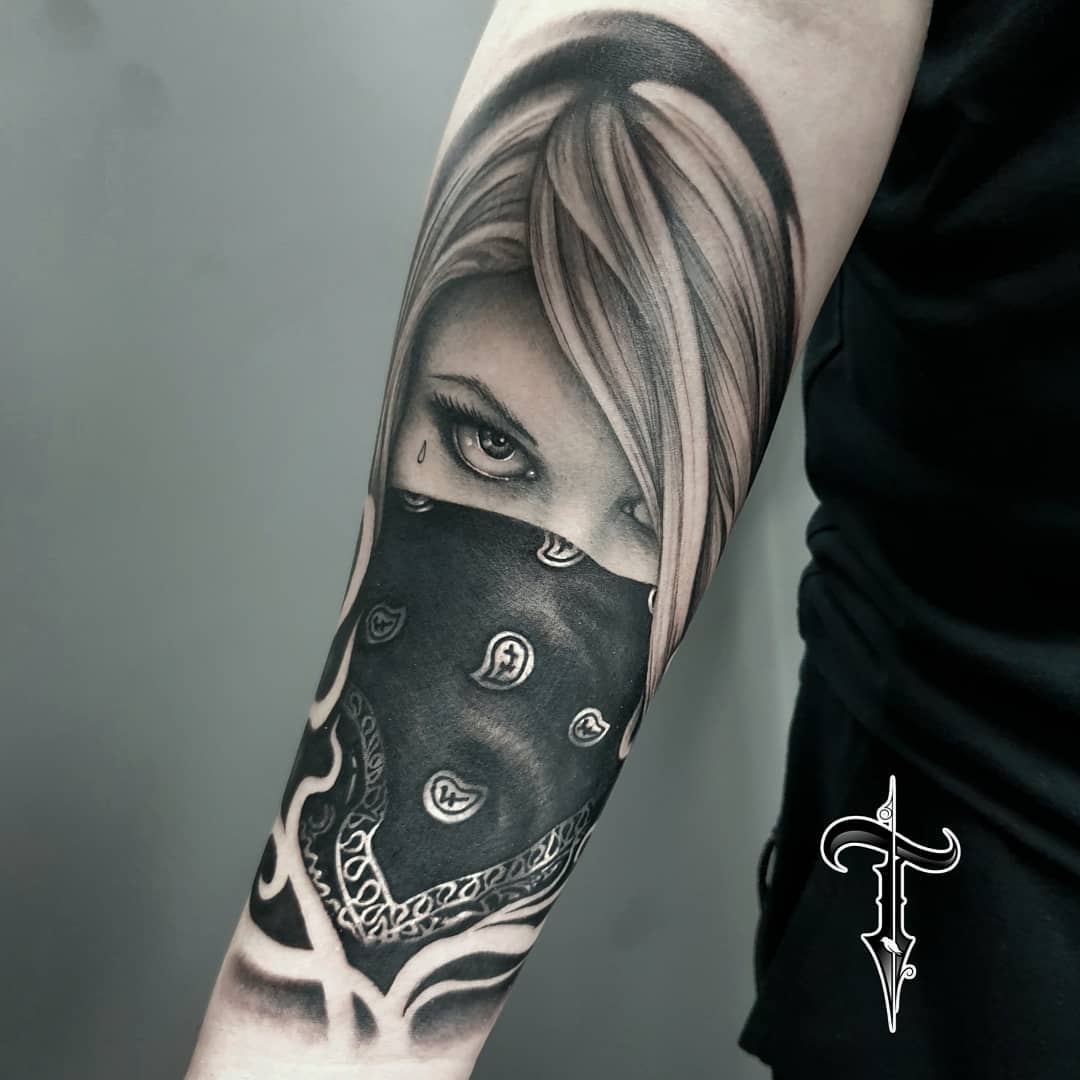 Bold and Colorful Bandana Tattoo