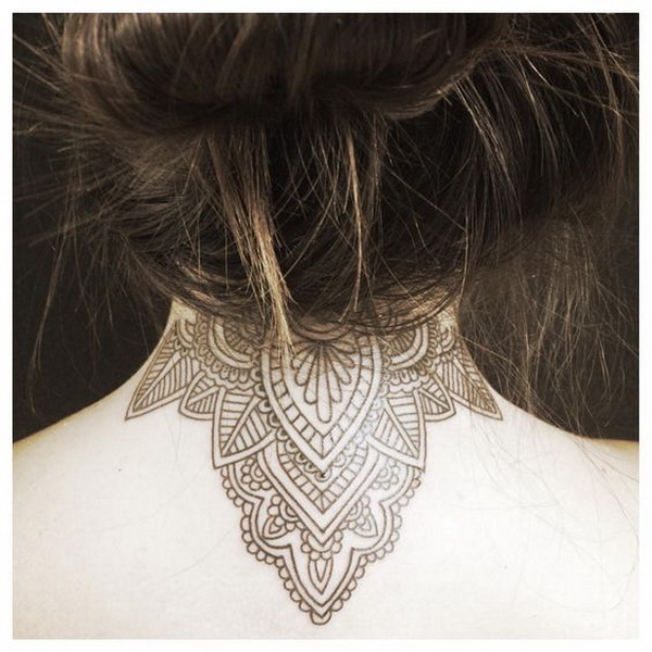 Attractive Back of Neck Tattoo Designs