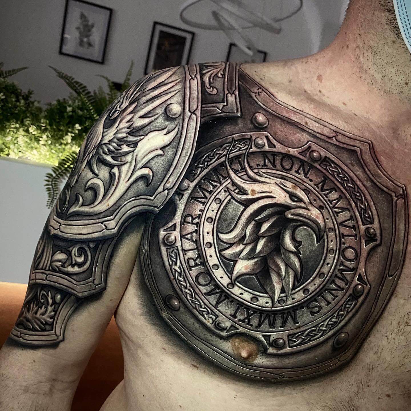 Armor shoulder tattoo design