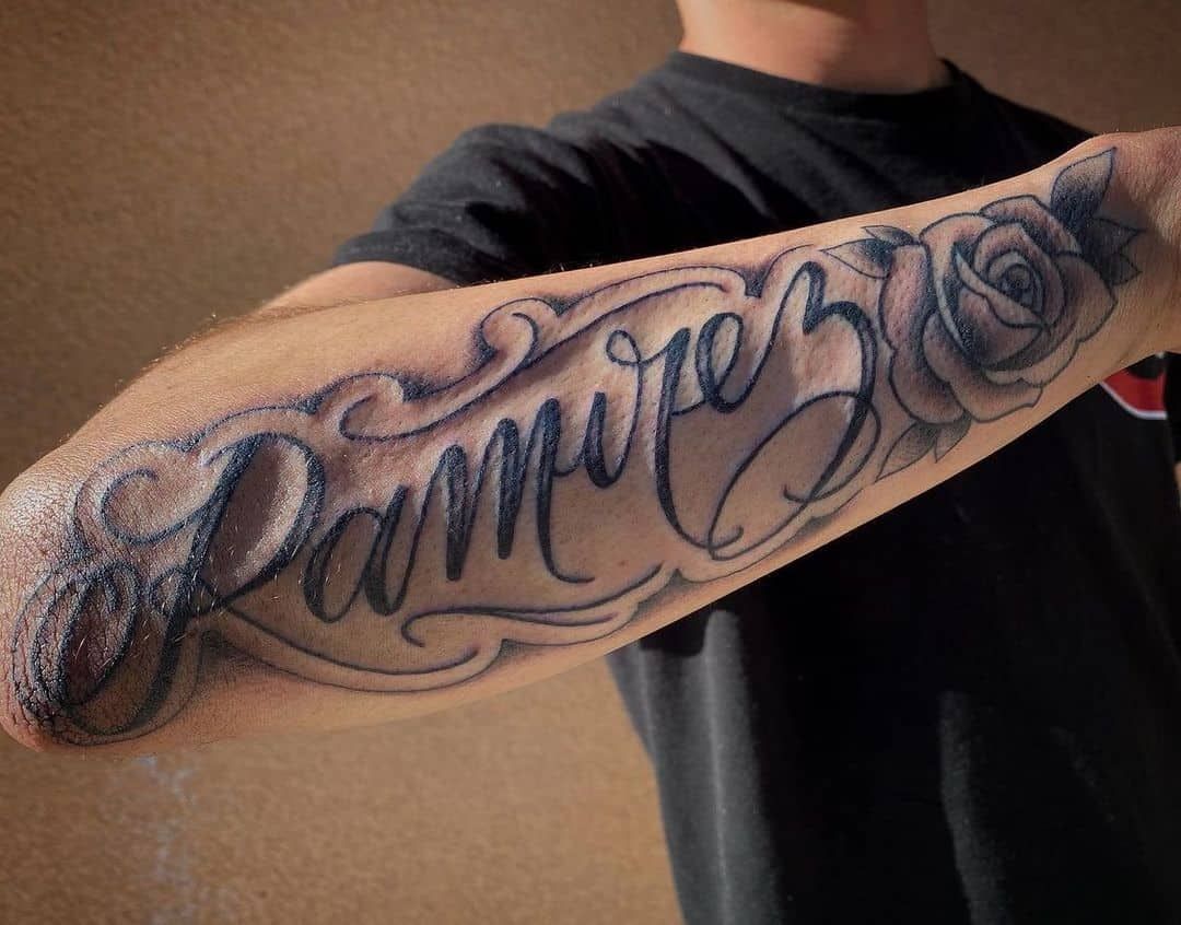Forearm Name Tattoo 2 | Forearm name tattoos, Name tattoos on arm