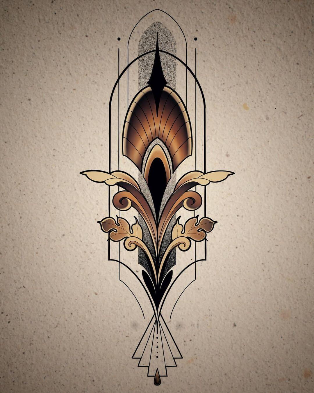 Colorful Art Deco Tattoo