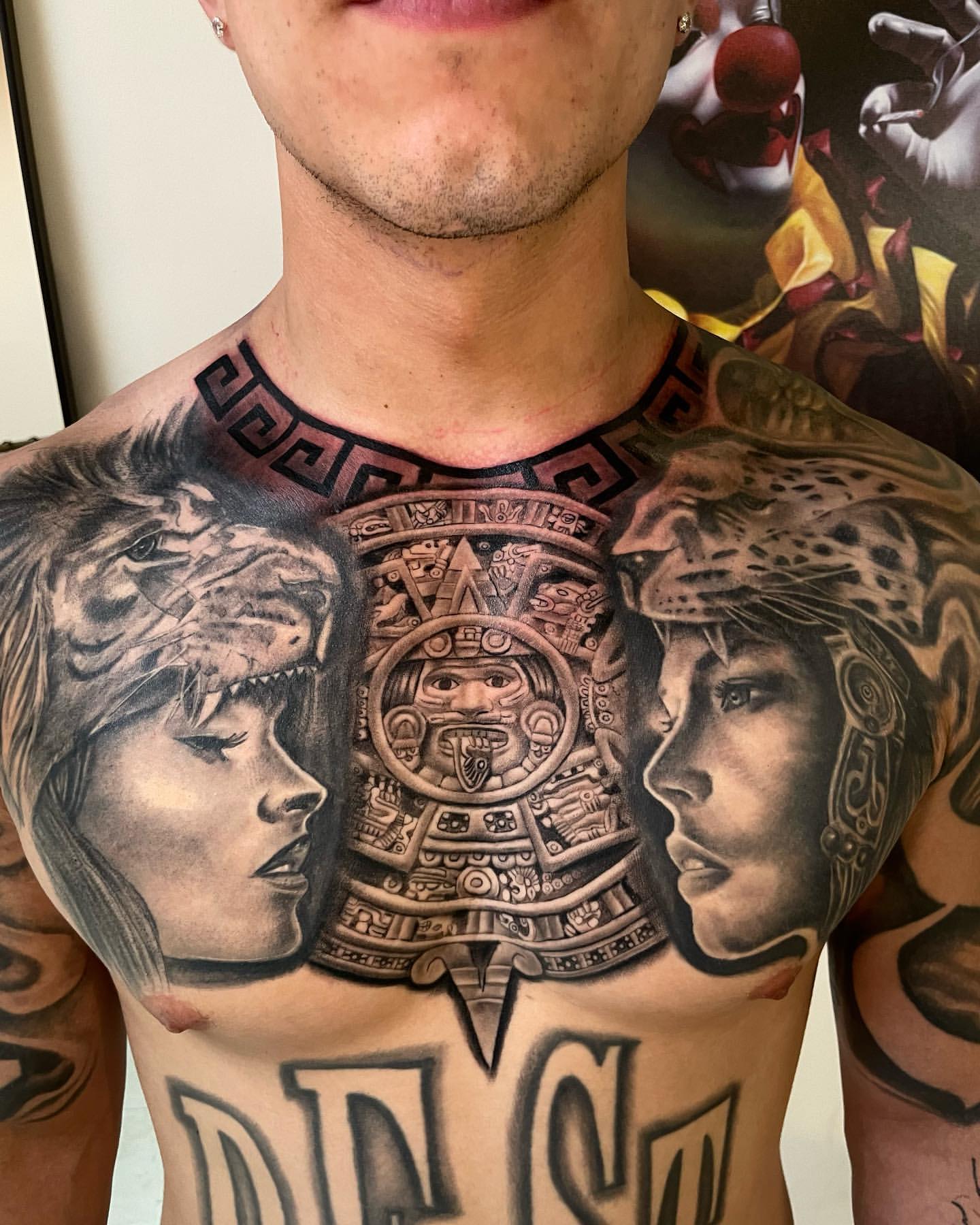 Aztec Chest Tattoos Designs