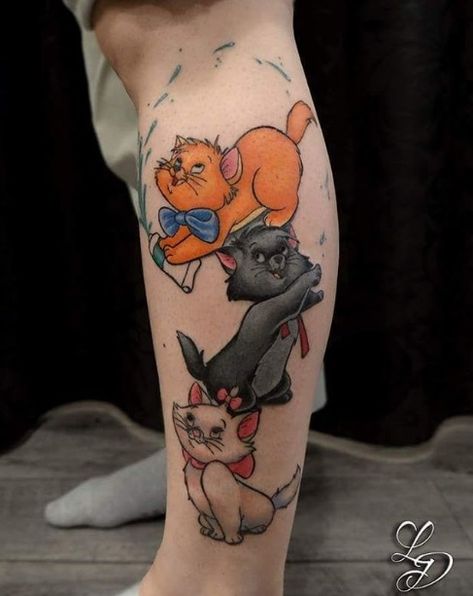 Playful Aristocats family tattoo