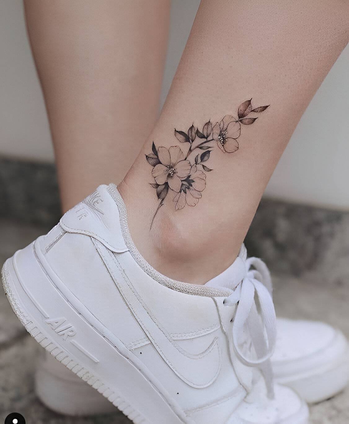 Nature-Inspired Ankle Tattoo