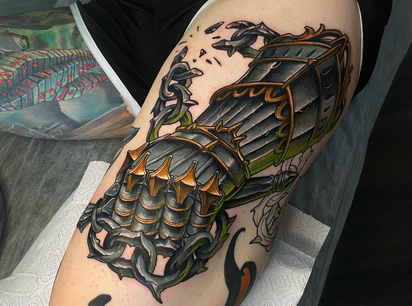Amazing armor tattoo design