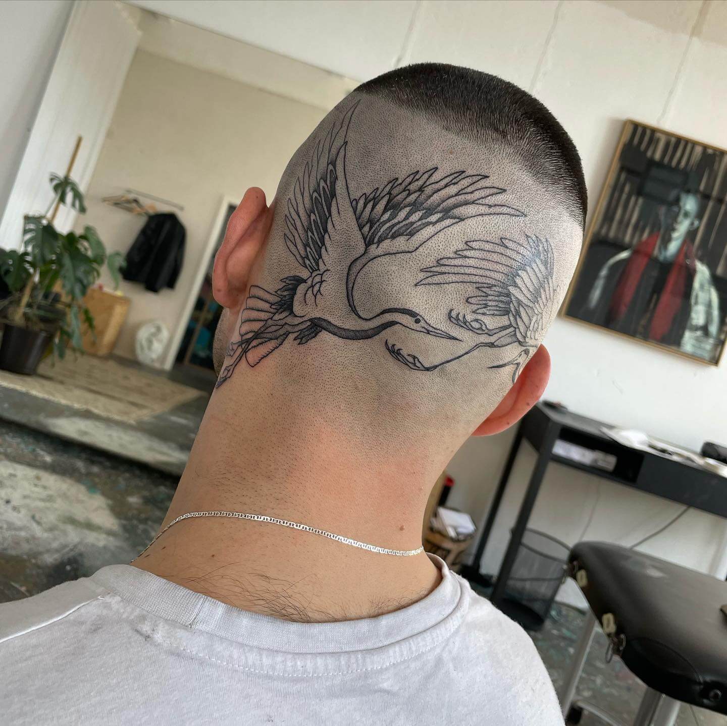 Celestial Back of Head Tattoo