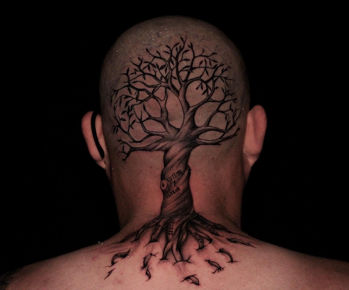 Symbolic Back of Head Tattoo