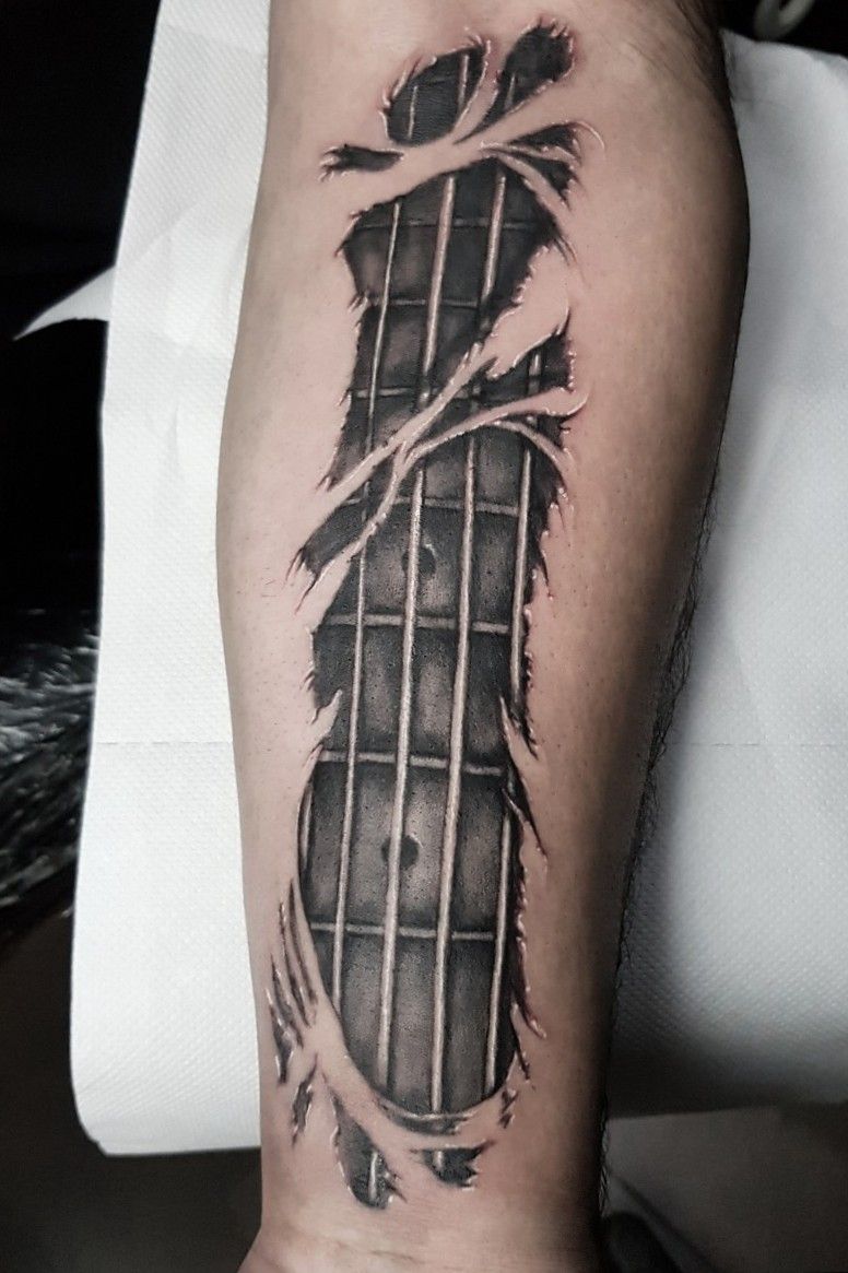 Custom Bass Guitar Tattoo