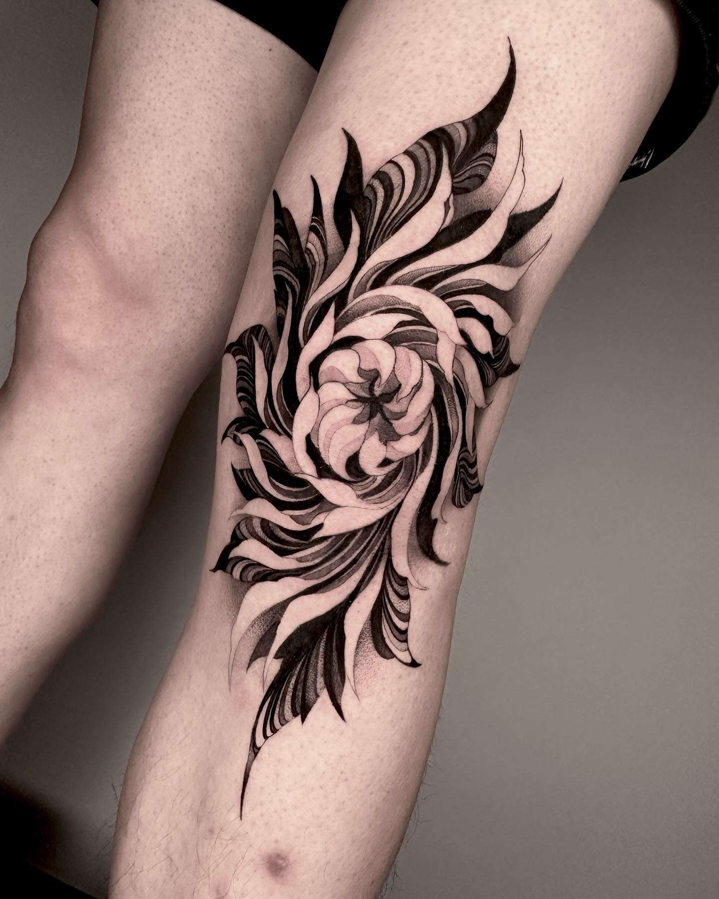 Whimsical Back Of Knee Tattoo