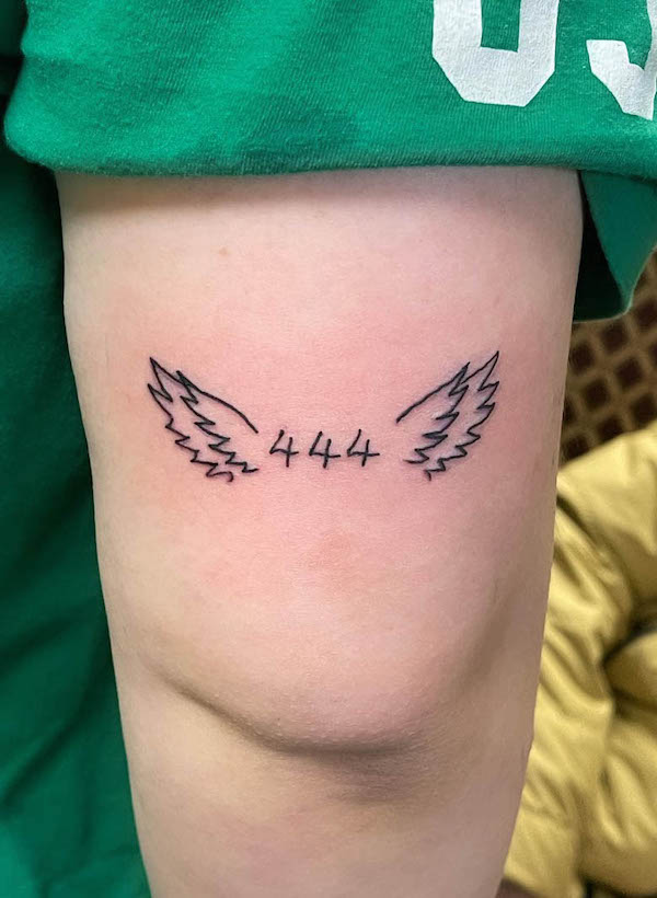Angel number 444 tattoo with wings