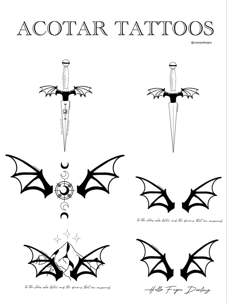 ACOTAR Inspired Tattoos with Bats Design