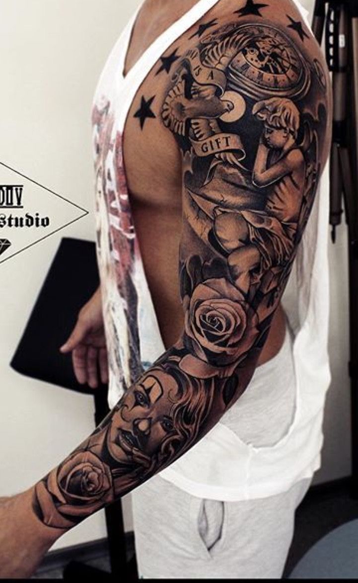 Geometric and Abstract Sleeve Tattoo