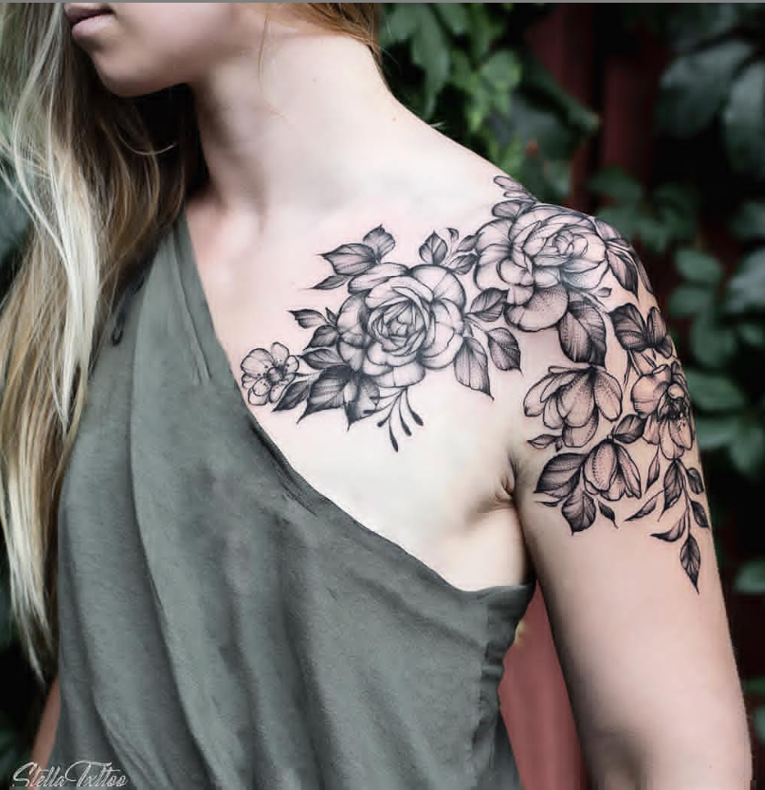 Floral Shoulder Tattoo Design Ideas