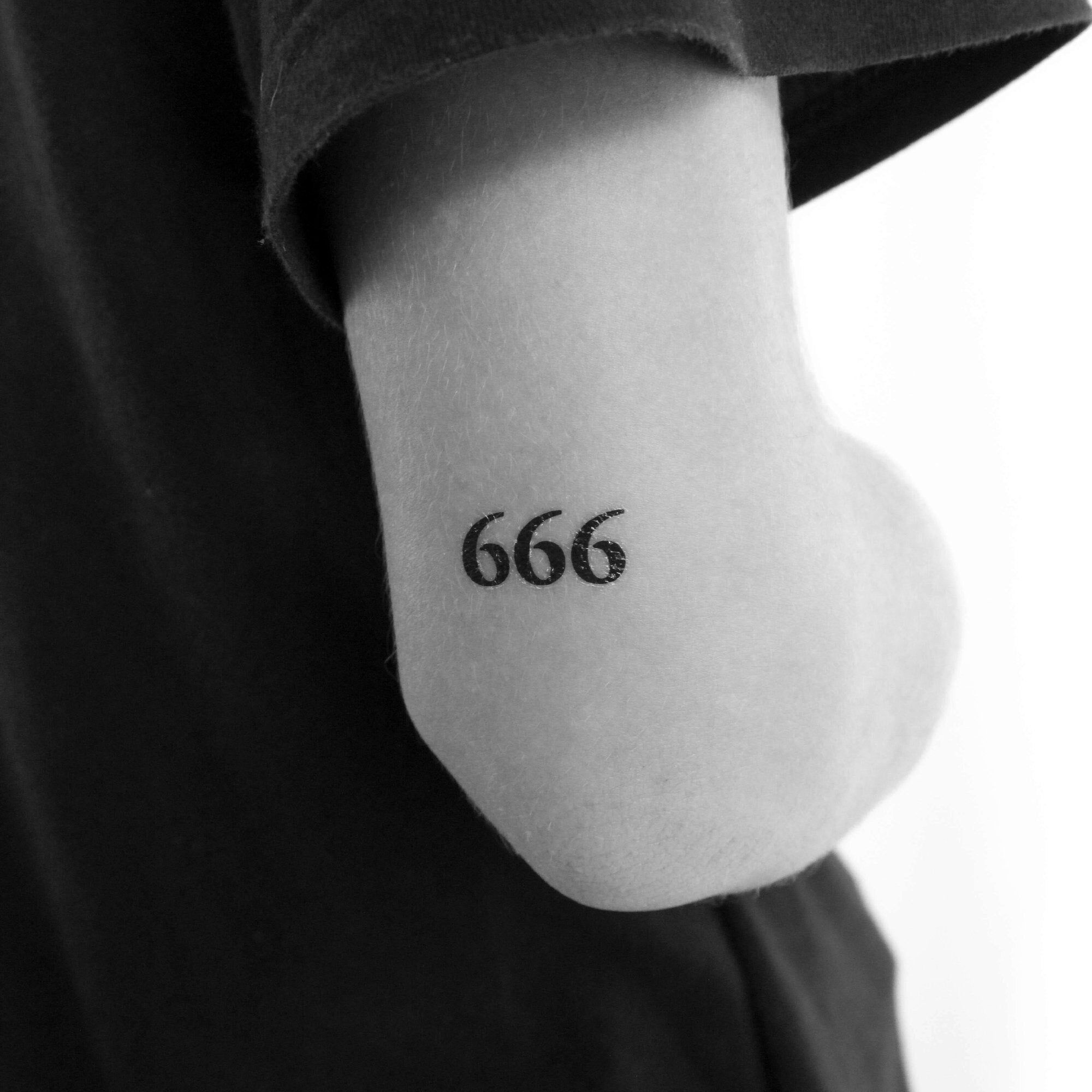 Temporary 666 Numerology Tattoo