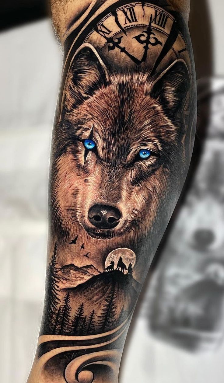Beautiful Wolf Tattoo Design