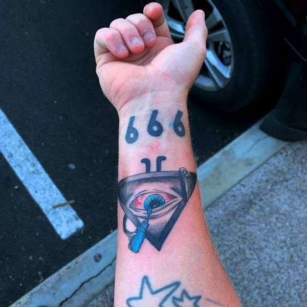 Aesthetic 666 Tattoo on Wrist