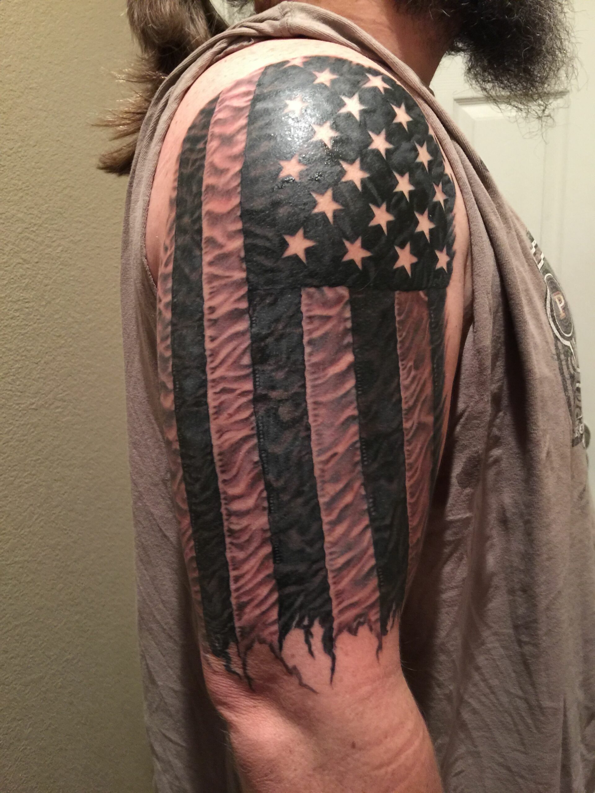 Dramatic American Flag Tattoo