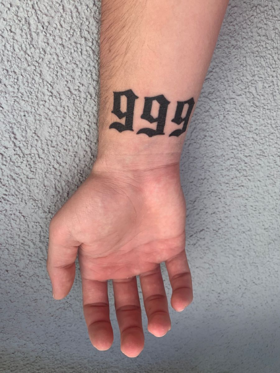 Small 999 Tattoo for Guys