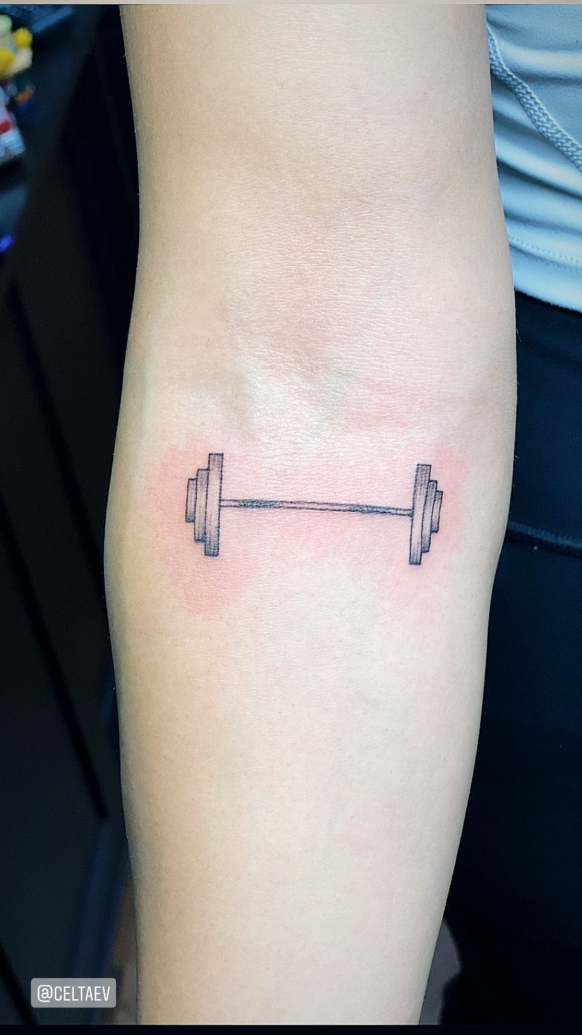 Classic Barbell Tattoo Design