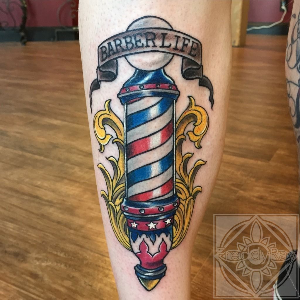 Stunning Barber Pole Tattoos