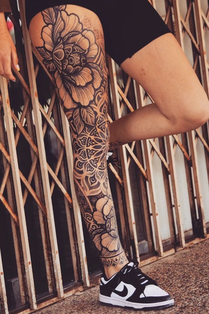 Symbol of Strength Back Leg Tattoo