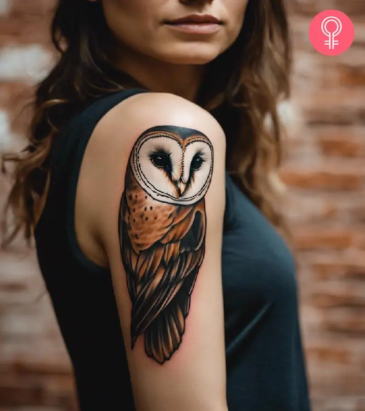 Mystical Barn Owl with Moon