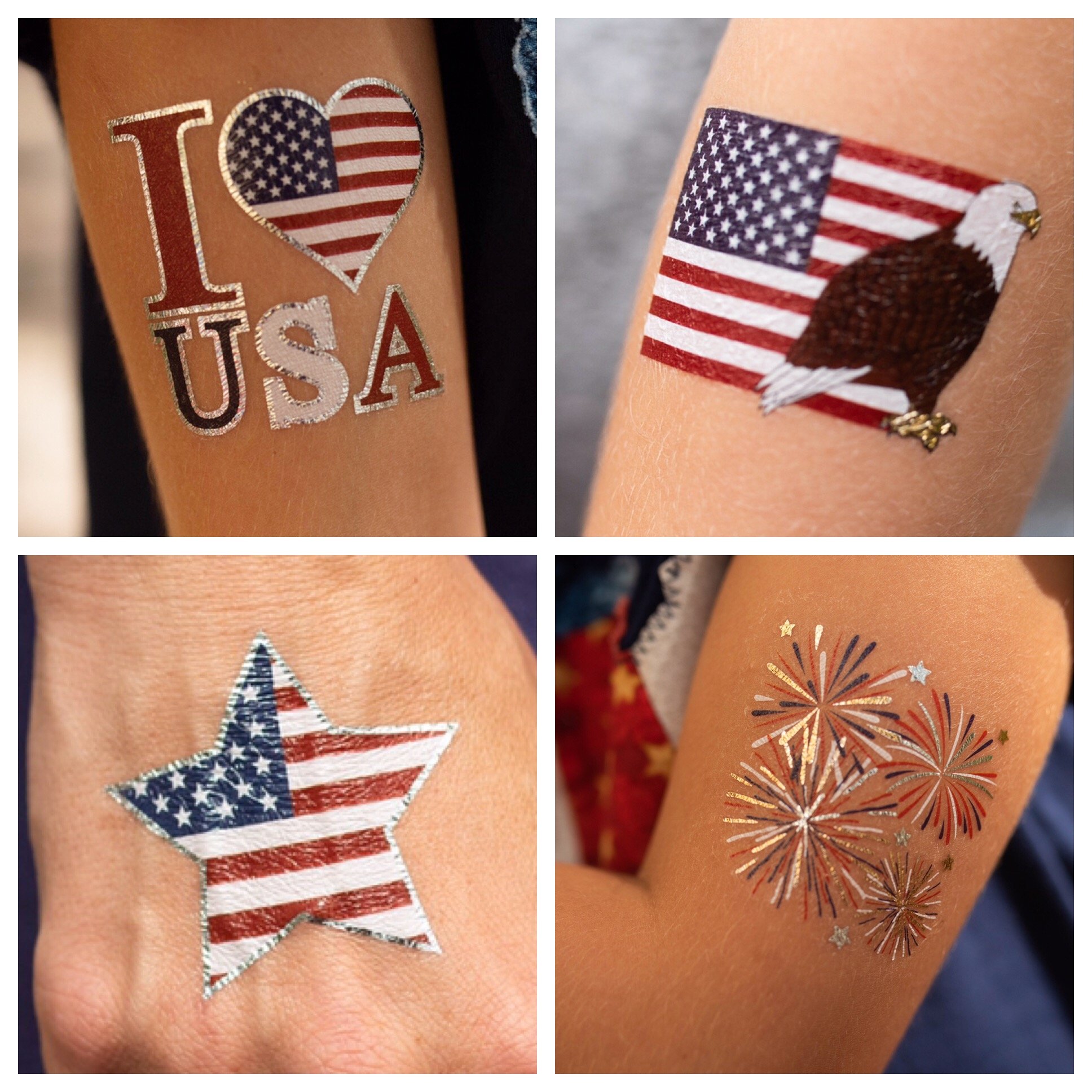 24 Patriotic Temporary Tattoos