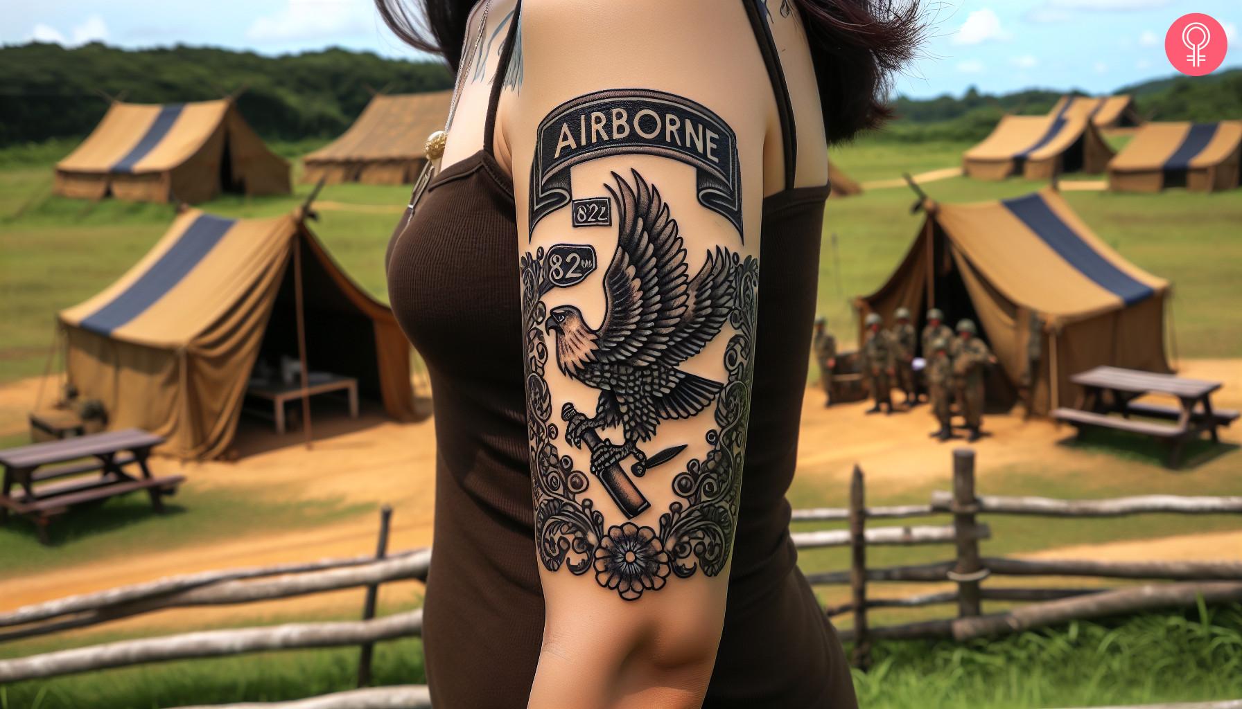 82nd Airborne Tattoo on Upper Arm