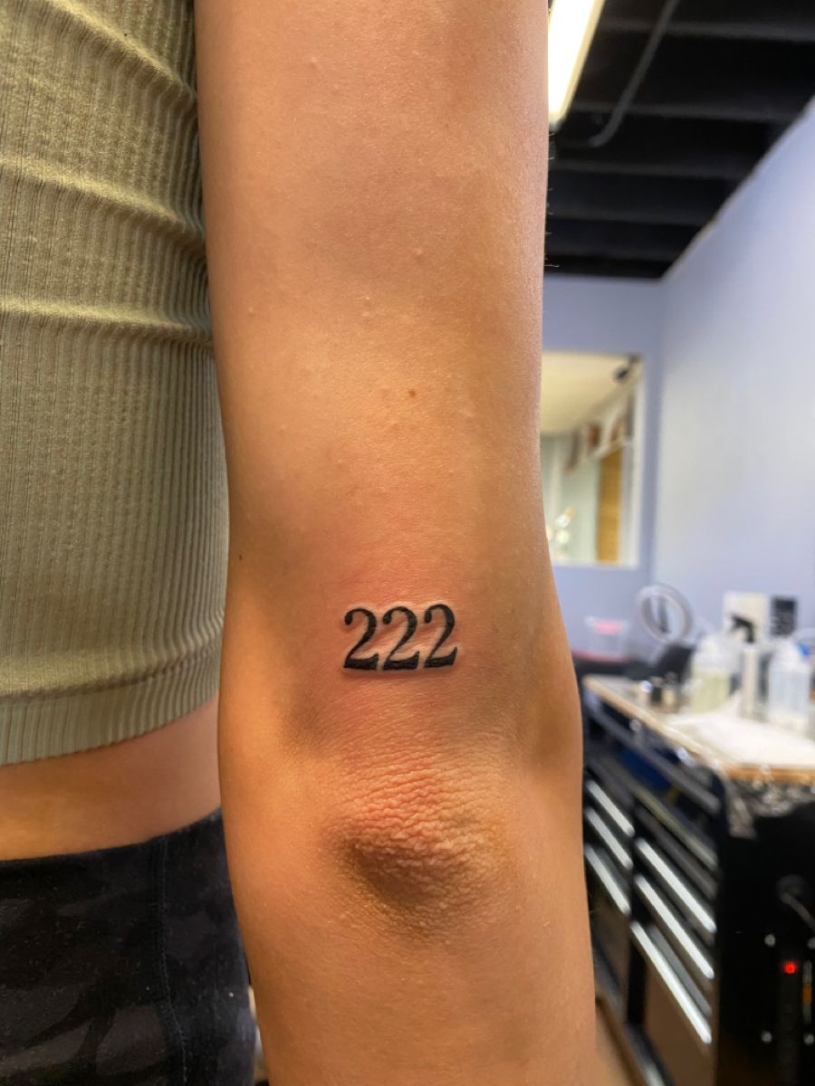 222 angle number tattoo