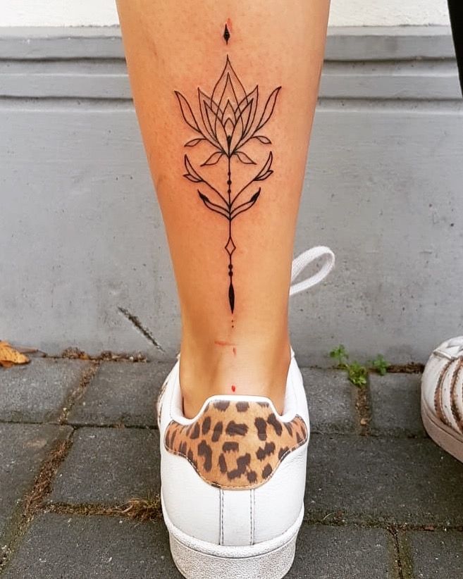 Abstract Back Leg Tattoo