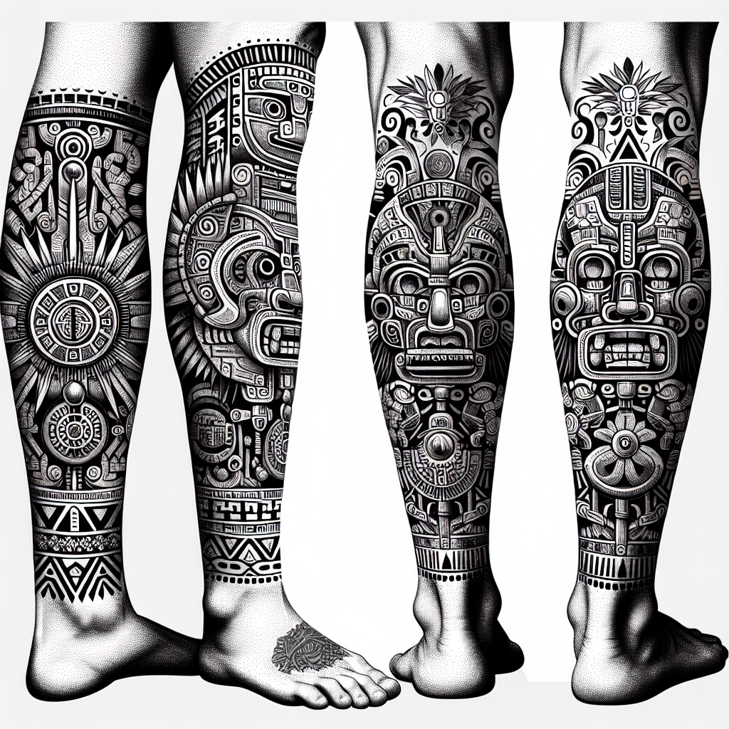 Aztec Leg Sleeve Tattoo Ideas