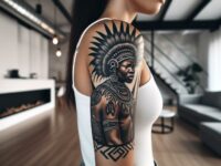 A-tribal-African-warrior-tattoo-on-the-arm