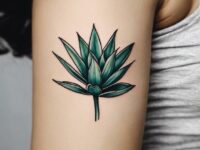 A-woman-wearing-an-agave-plant-tattoo-on-the-upper-arm