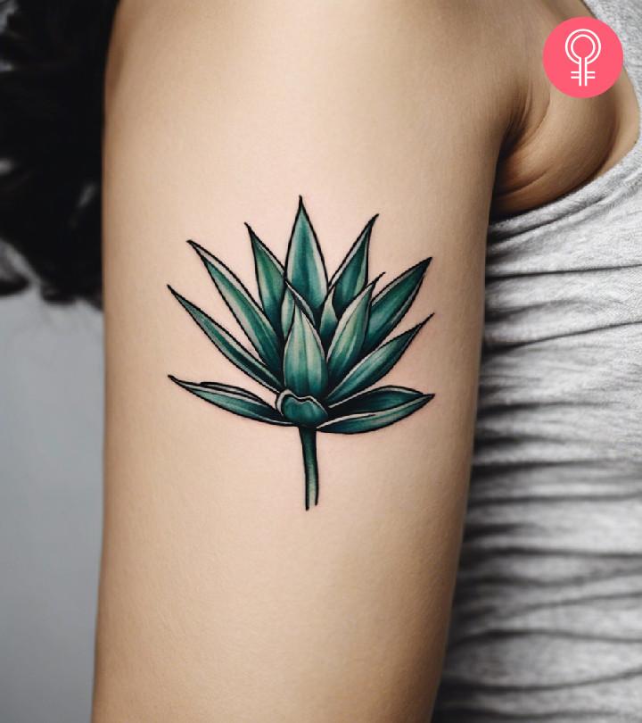 Woman with an Agave Plant Tattoo