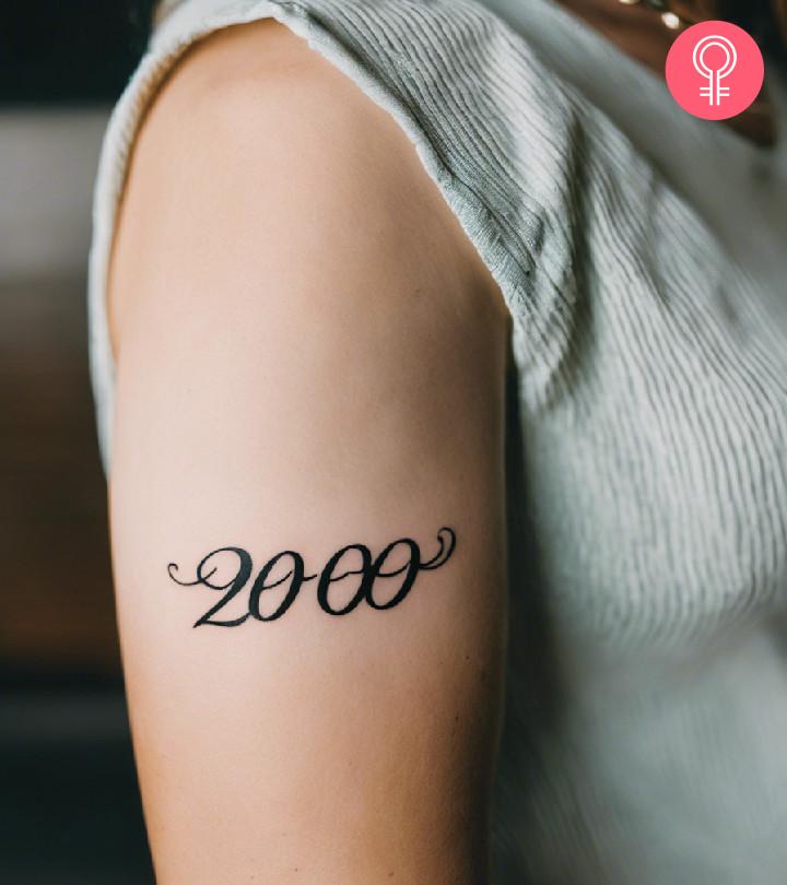 Woman with 2000 tattoo