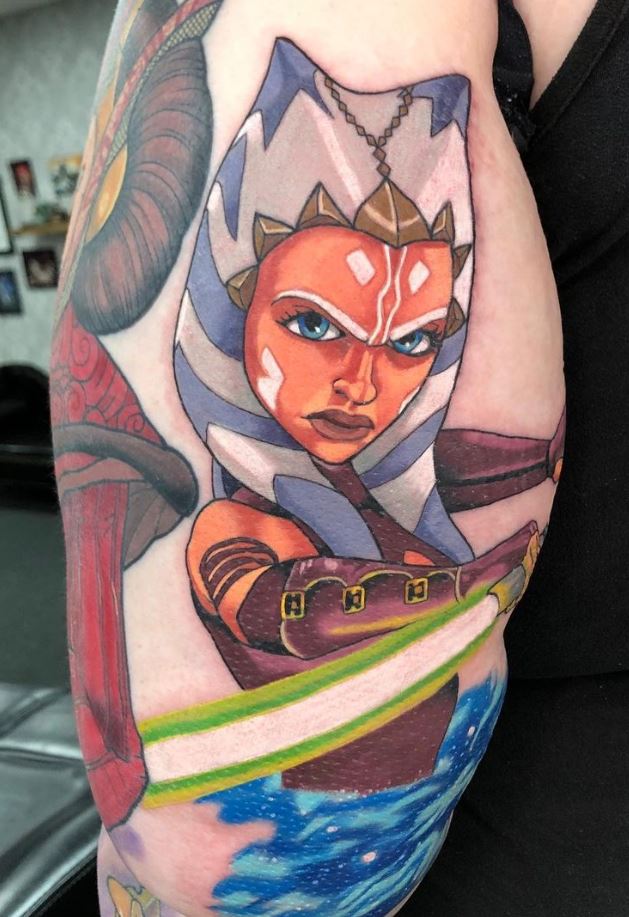 Tattoo of Ahsoka Tano's dual lightsabers