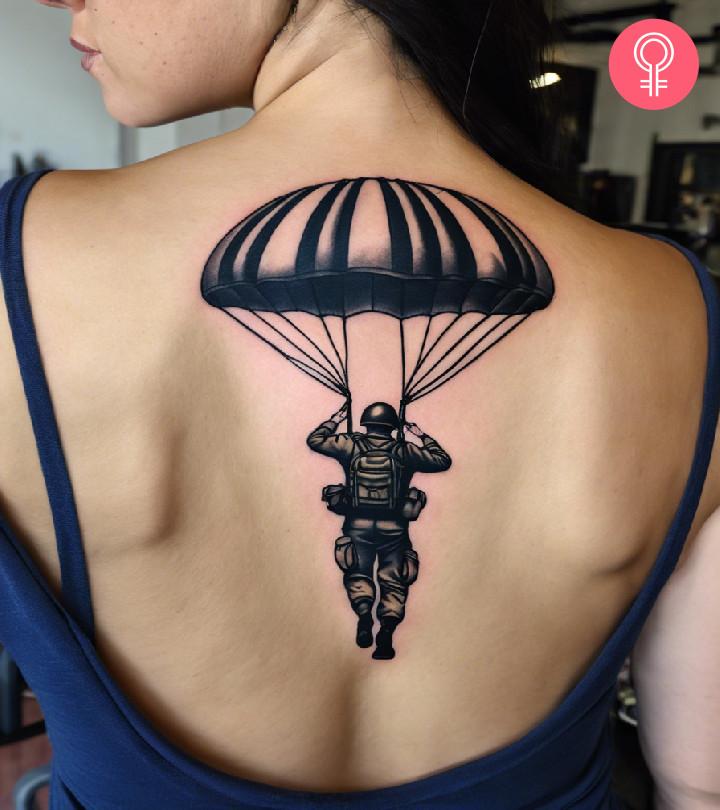 Airborne Tattoo on Upper Back