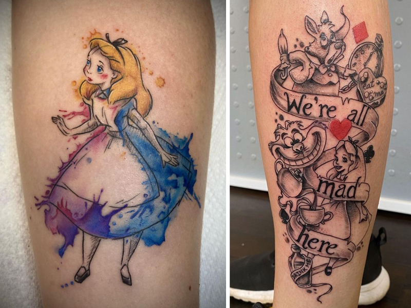 Alice in Wonderland Flowers Tattoo