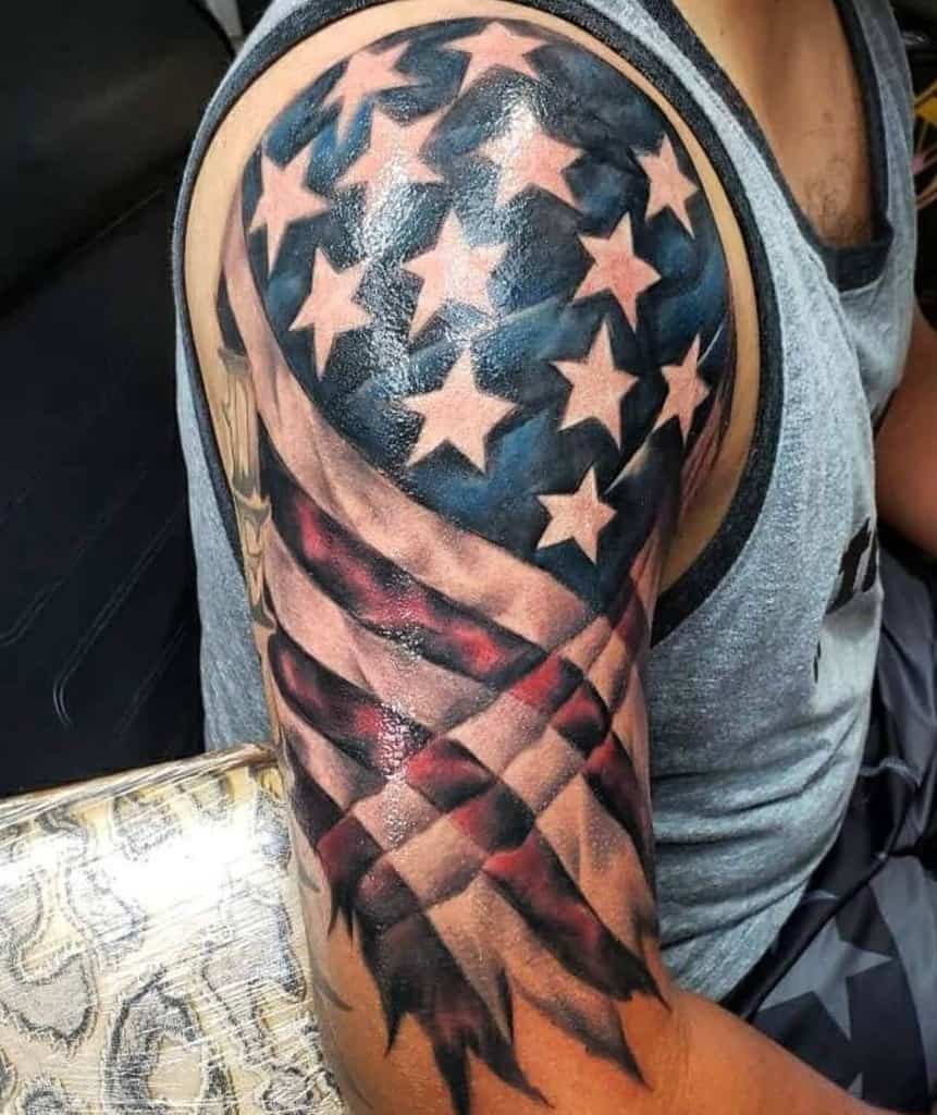 American Colored Flag Sleeve Tattoo