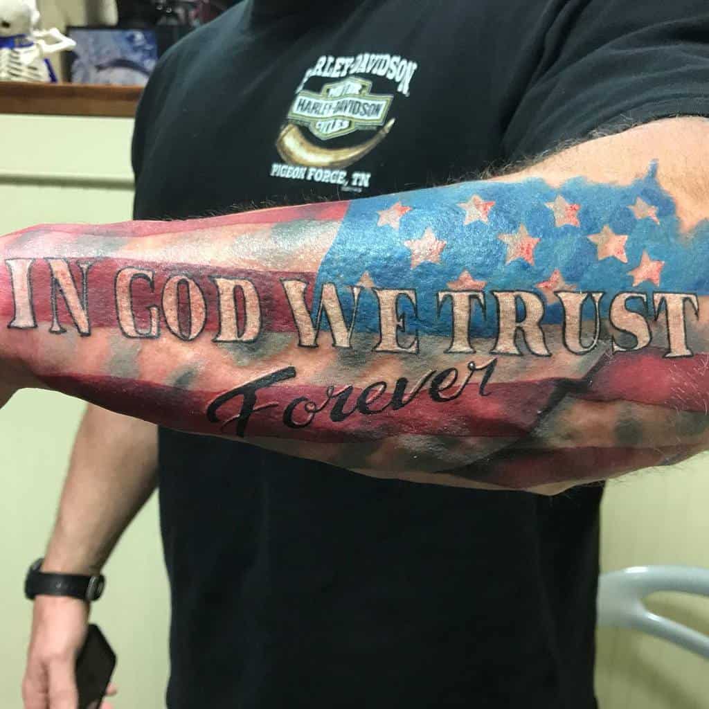 American Flag Arm Sleeve Tattoo