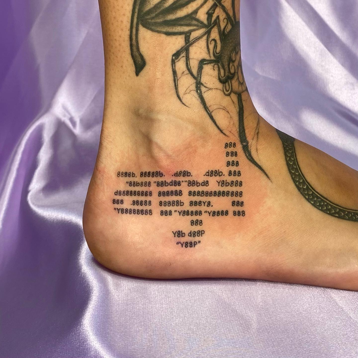 Angel Name and Number Ankle Tattoo