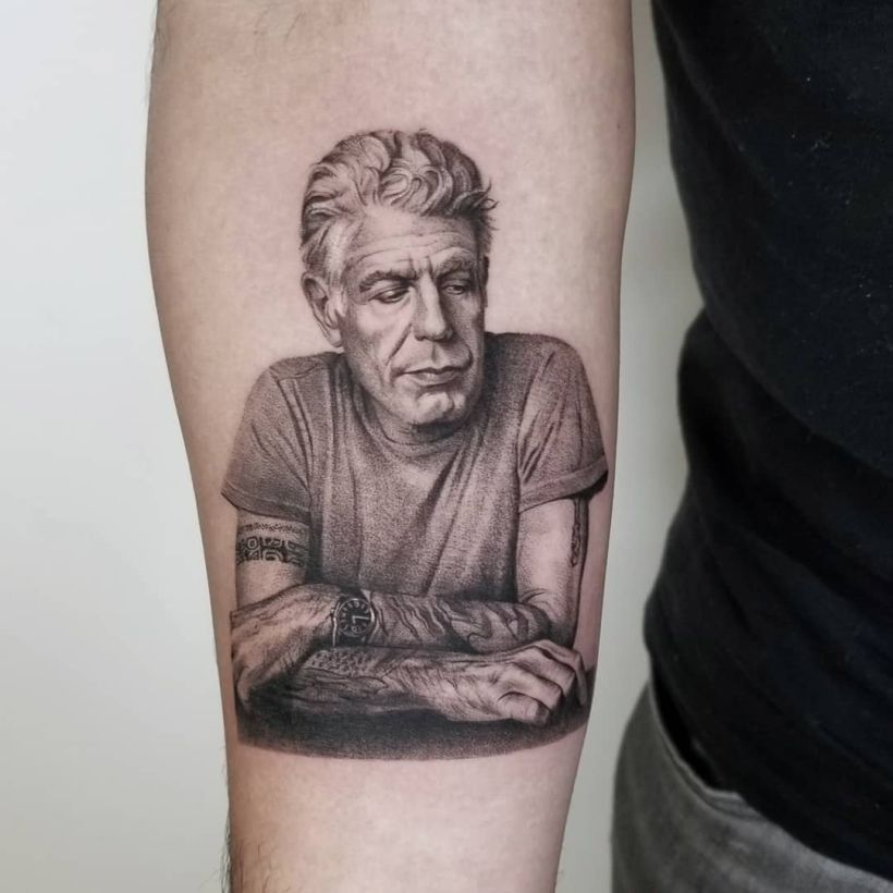 Anthony Bourdain tattoo by Zlata Kolomoyskaya