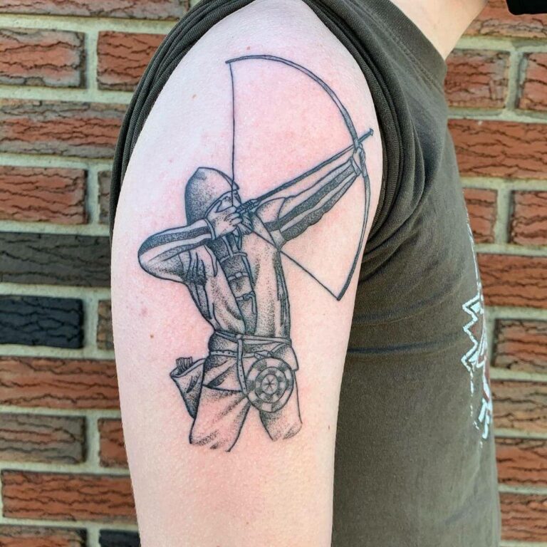 Archers Stretched Back Bow Tattoo