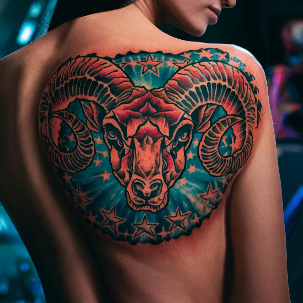 Aries Woman Back Tattoo