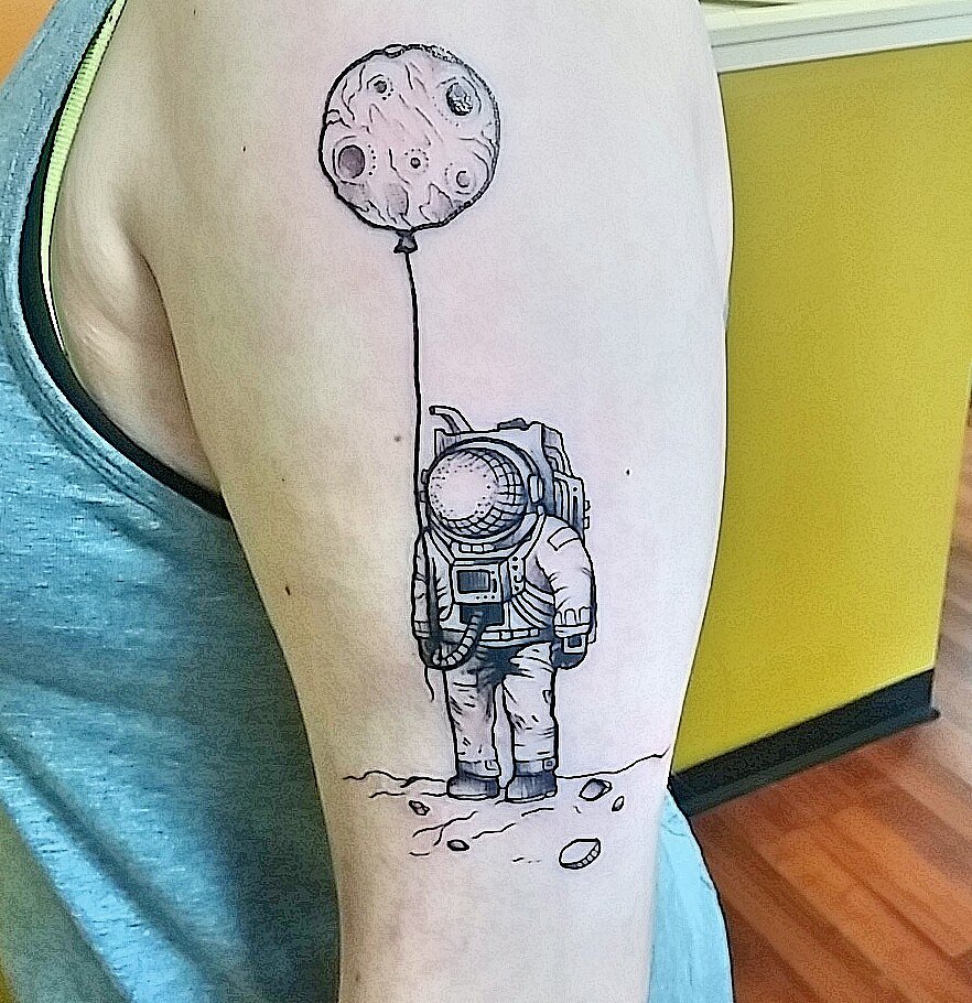 Astronaut with Planets