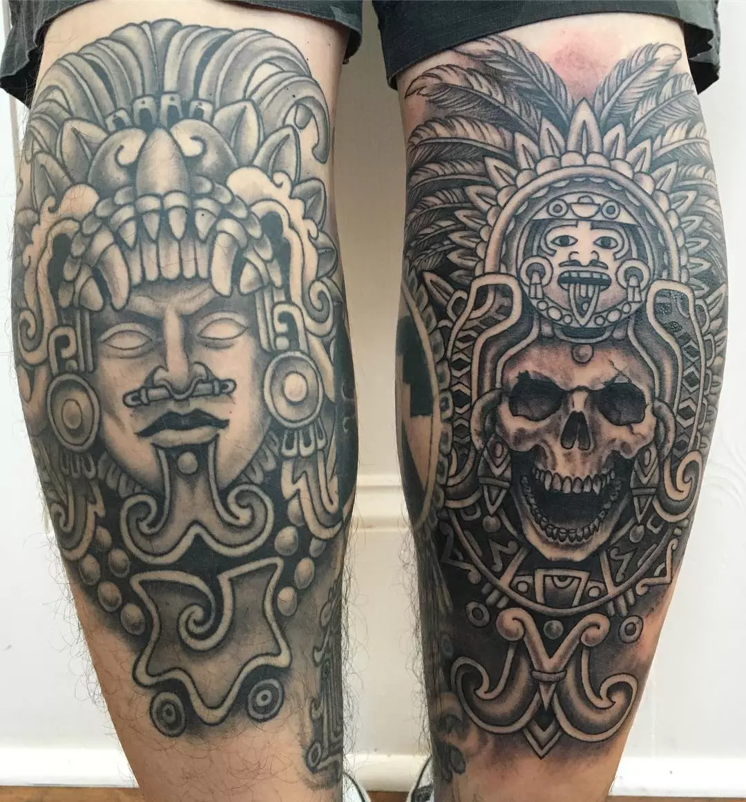 Aztec sun and moon tattoo